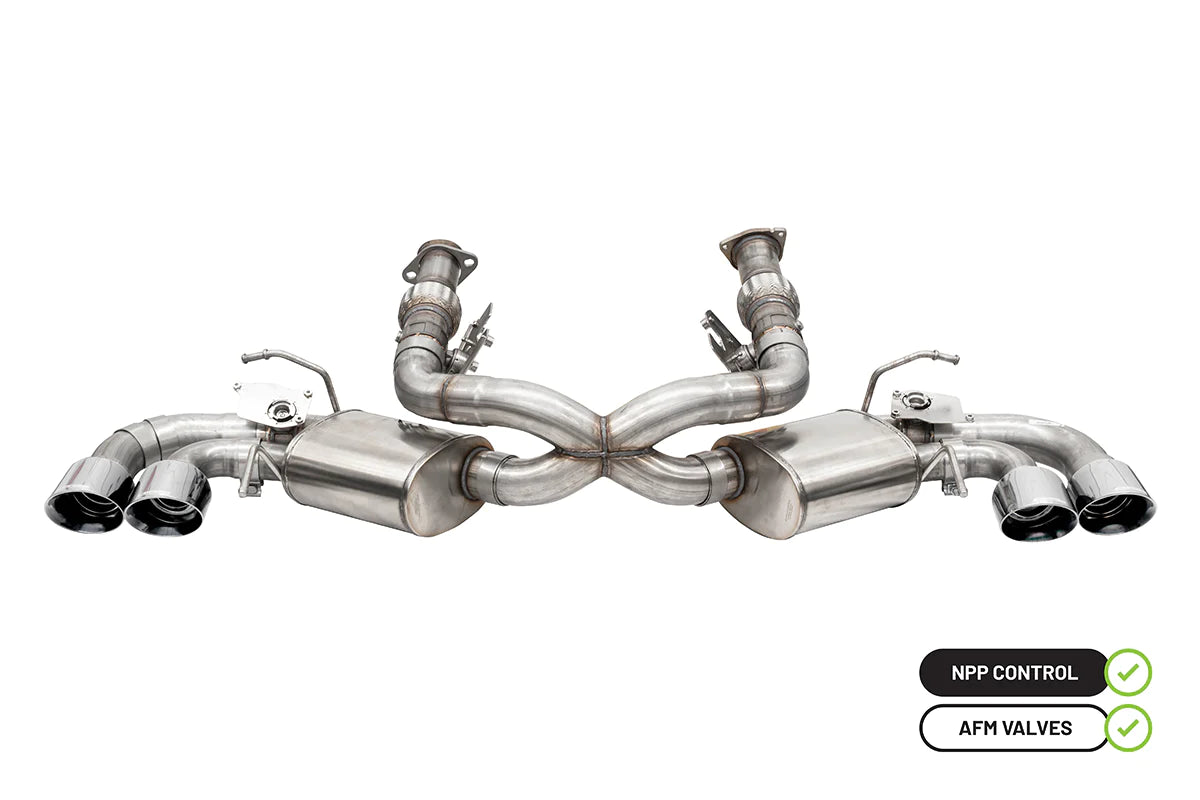 Corsa Performance - 2020+ C8 Corvette - 3.00" Cat-Back 4.50" Quad Tips (w/ Factory NPP)