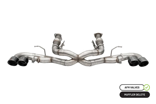 Corsa Performance - 2020+ C8 Corvette - 3.00" Cat-Back 4.50" Quad Tips (w/o Factory NPP)